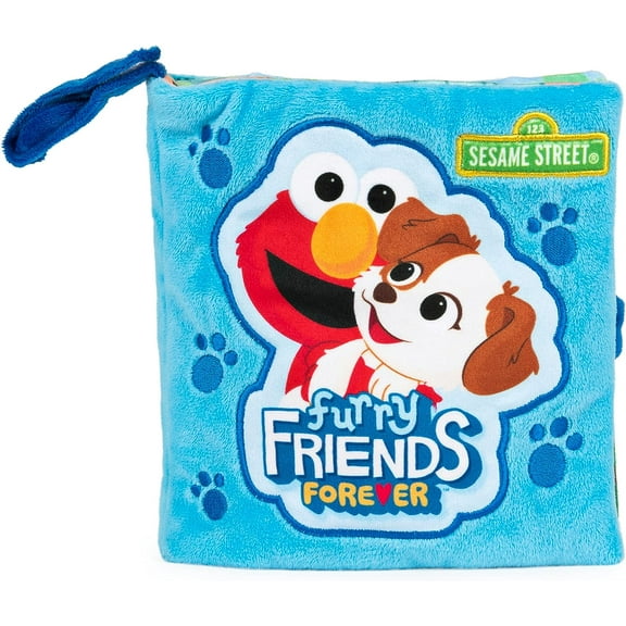 GUND Sesame Street Furry Friends Forever Soft Book, Premium Plush Sensory Toy for Ages 1 and Up, Blue, 6”