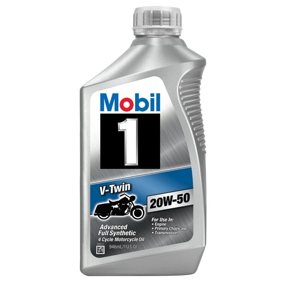 Mobil 1 96936 20W-50 V-Twin Synthetic Motocycle Motor Oil - 1 Quart (Pack of 6)
