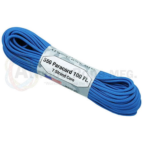 Atwood Rope MFG Thin Blue Line 550 7-Strand Blue 100' Paracord Parachute Cord 