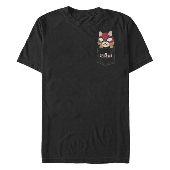 Men's Marvel: Spider-Man: Miles Morales Hero Cat Faux Pocket  Graphic T-Shirt