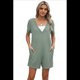 thumbnail image 1 of Mono de Verano para Mujer, de Corta, Holgado, Informal, con Cuello en V, Pantalones Cortos, Elegante, Cómodo, con Bolsillos, Verde, Talla XL, 1 of 8
