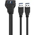 thumbnail image 1 of USB Panel Flush Mount Cable USB 3.0 Extension USB Mount, Dash Mount, Flush Mount, Panel Mount Cable, For Car, Boat, Motorcycle (Square Dual USB 3.0 2M), 1 of 4