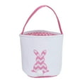 thumbnail image 1 of Cesta de conejito de Pascua, adorable decoración de Pascua, bolsa de huevos de Pascua, bolsas de mano de conejo, lona Rosa, 1 of 9