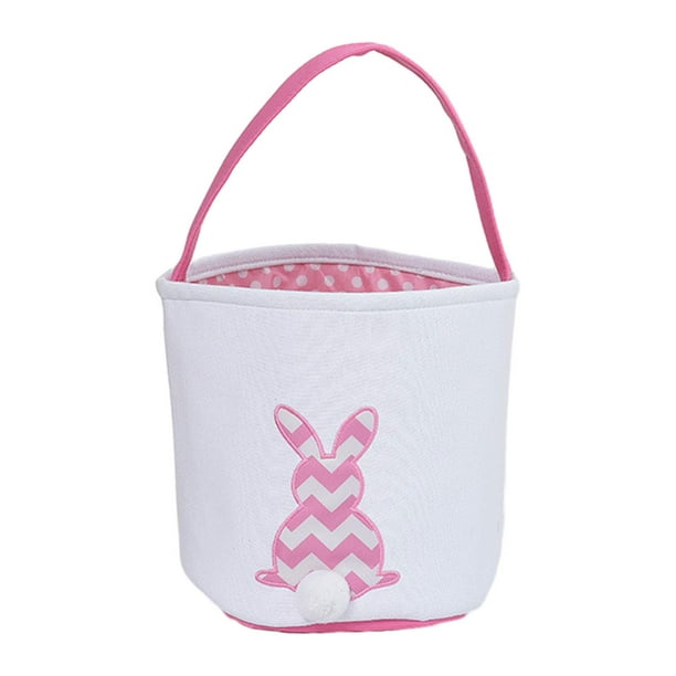 Canasta de Pascua de lona, adorable, bolsa de conejo, bolsa para huevos de Pascua Rosa