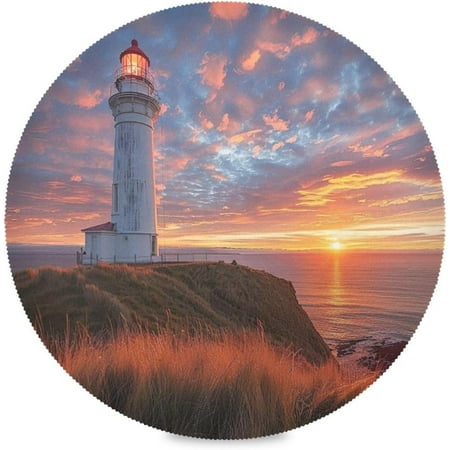 

Tangkunup Lighthouse at Sunset Round Placemats Set of 6 Table Mats for Kitchen Washable Non-Slip Place Mats Heat Resistant Place Mats for Kitchen Dining Table Decoration