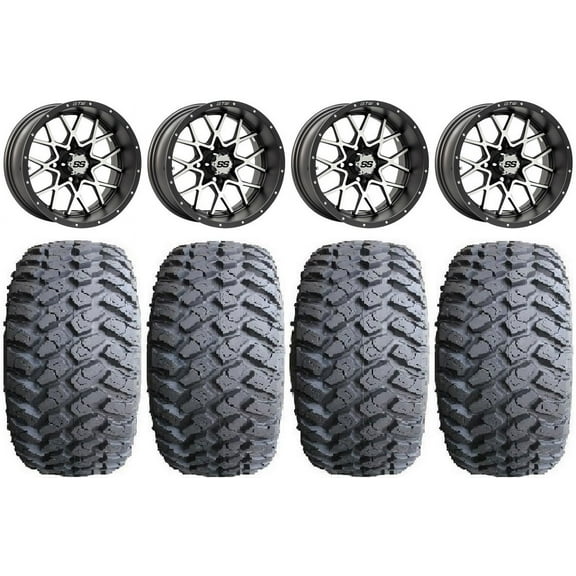 GTW Vortex 2 14" Golf Cart Wheels Gray 23" Hammer Tires Yamaha