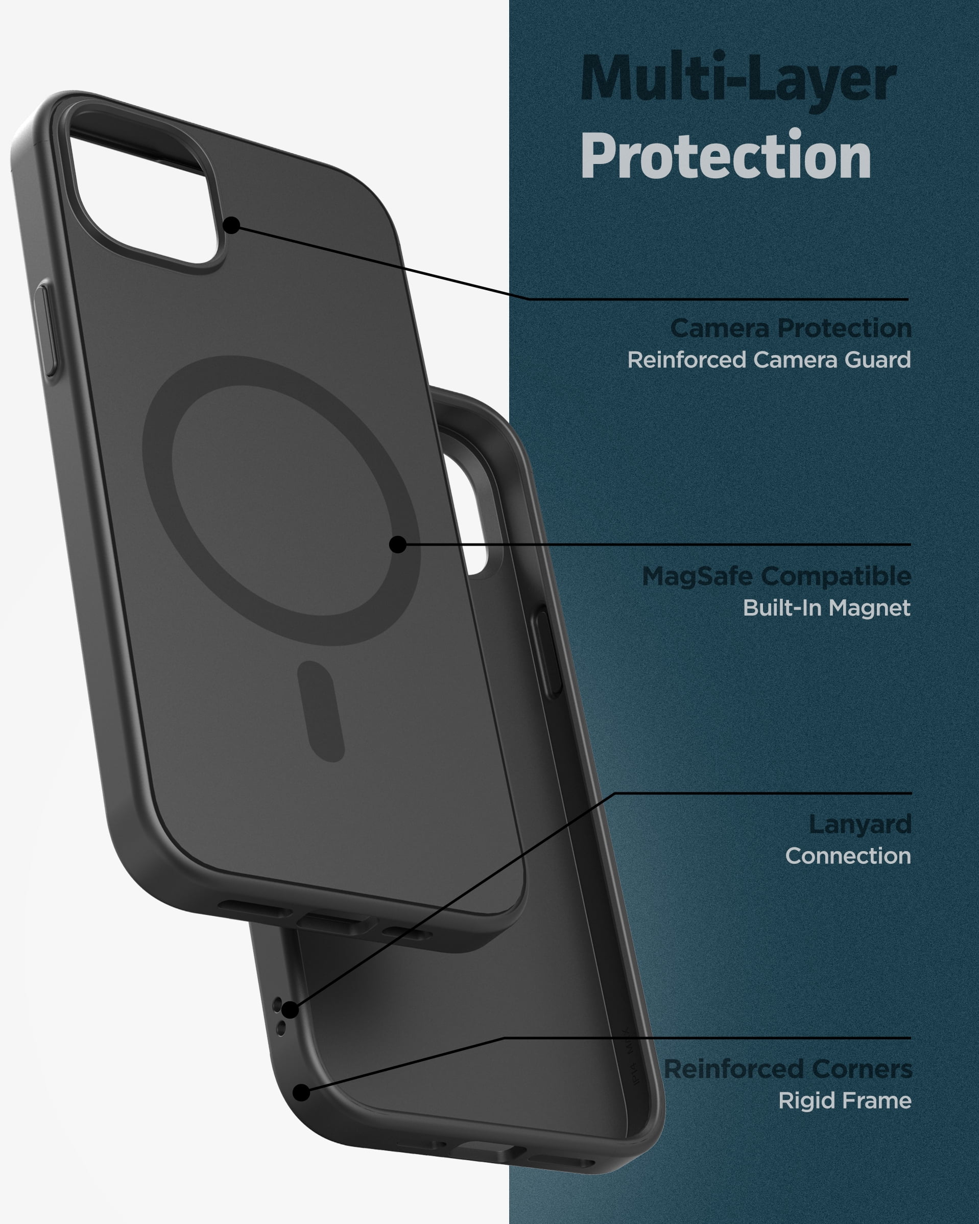 Encased SlimShield Designed for iPhone 14 Case with Belt Clip Holster - Magnetic Compatible with MagSafe (Matte Black)