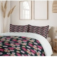 thumbnail image 6 of Ambesonne Floral Duvet Cover Set, Rhythmic Exotic Flower Art, 2-Calking, Grey and Multicolor, 6 of 7