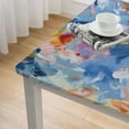 thumbnail image 4 of nygtbtfer Pink Blue Tablecloth, Fitted Table Cover with Elastic for Tables, Contemporary Abstract Art Oil Painting Table Cloth Outdoor Indoor Dinning Party Tablecloths, 4 of 7