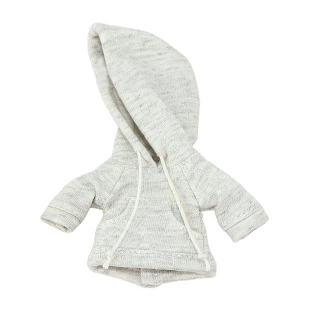 Sudadera con capucha para muñeca a escala 1/12, sudadera unisex con capucha para figuras de acción de 6 pulgadas, suave Gris