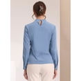 thumbnail image 3 of Blusa elegante de manga larga para oficina y trabajo con cuello levantado para mujer Gris Azulado XL, 3 of 4
