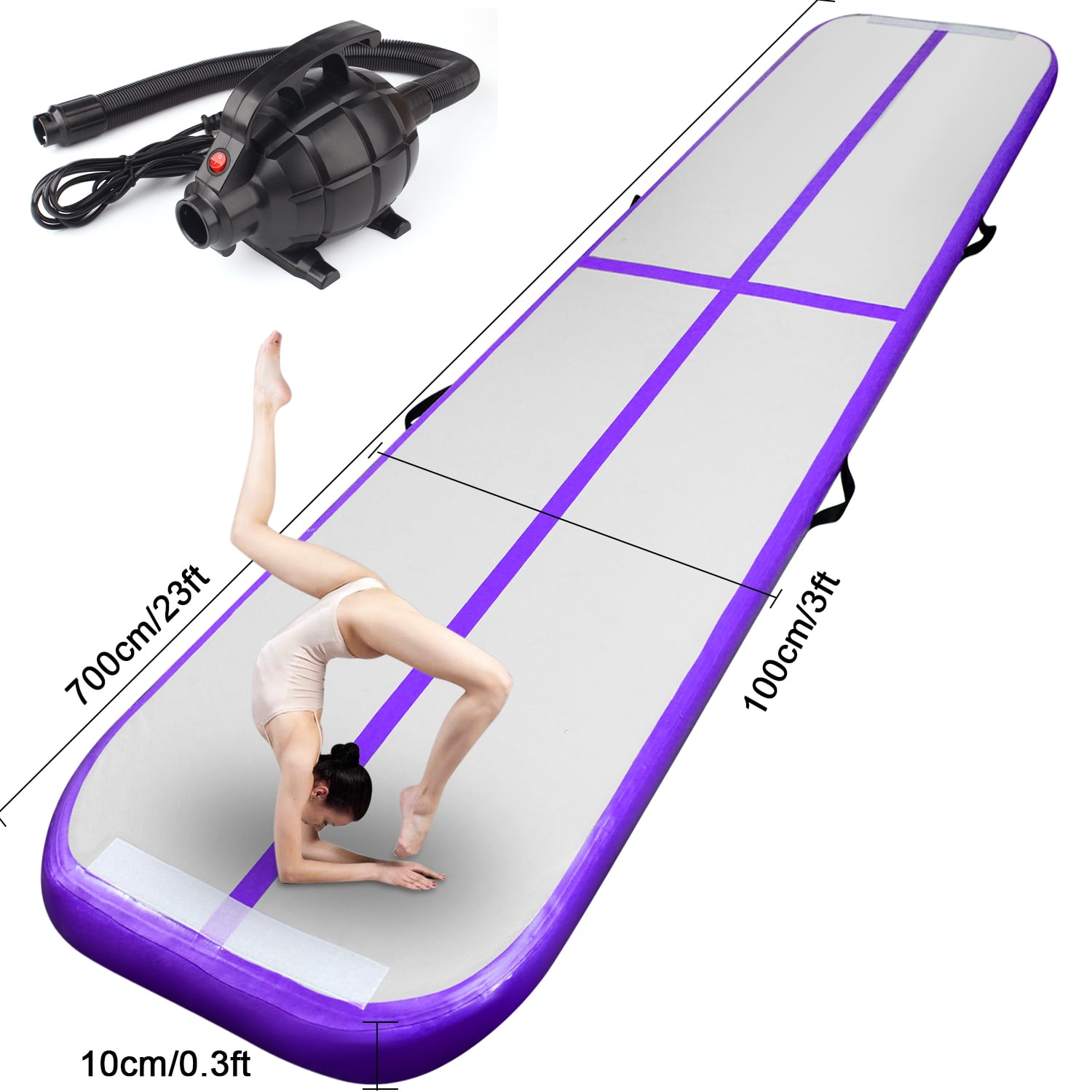 FBSPORT 10ft Airtrack Mat Tumble Track air mat for Gymnastics Training/Home Use/Cheerleading/Yoga/Water with Electric Pump 