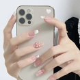 thumbnail image 6 of 24 Pcs Pink Fake Nails Press on Nail Designs Art Long Tips False Forms with Glue Stick Stickers Reusable Set Acrylic Artificial, 6 of 6