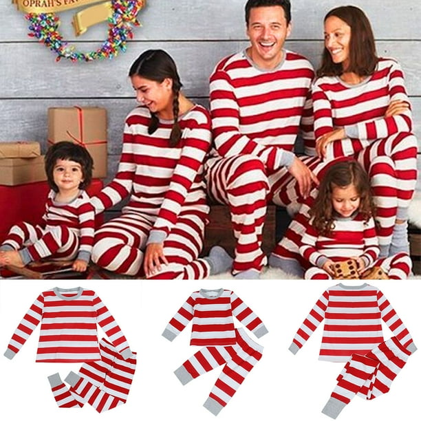 Haokaini Christmas Family Matching Striped Sleepwear Outfits Cotton Pajamas Set Xmas Gift Other
