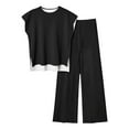 thumbnail image 1 of Blouses pour Femmes Mode Décontractée Sans Manches devant Dos Court Ensemble Haut et Pantalon, 1 of 1