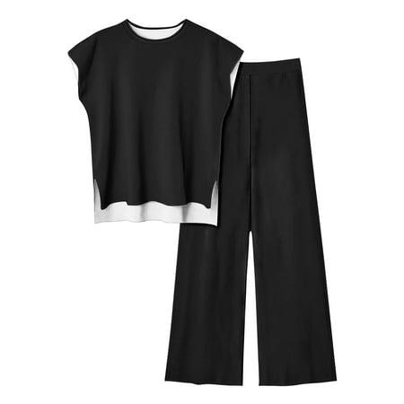 yievot Womens 2 Piece Set Summer Going Out Outfit Sleeveless Shirts with Long Pants Loungewear