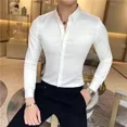 thumbnail image 3 of Camisas y blusas para hombre musculosas formales lisas para hombre ropa blanca para negocios regular genial original nueva en estilo coreano s xxl, 3 of 5