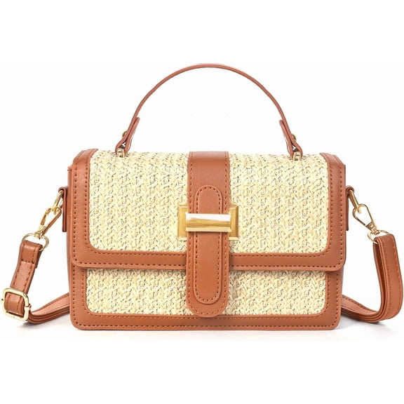 CAILDANL Straw Crossbody Bags for Women Summer Straw Clutch Bag Woven Beach Purse Vacation Handbags