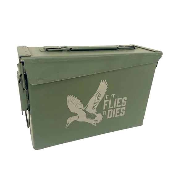 AMMO CAN MAN One (1) Laser Engraved "IF IT FLIES IT DIES" Grade 1 Ammo Can with or w/o Lock Kit - 30 Cal