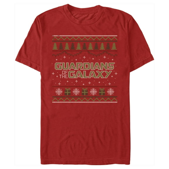 Men's Guardians of the Galaxy Holiday Special Christmas Sweater Print Graphic Tee Red Large