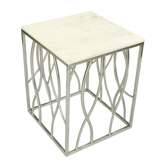Roundhill Furniture Kameral 22.5 in Tall Marble Square End Table