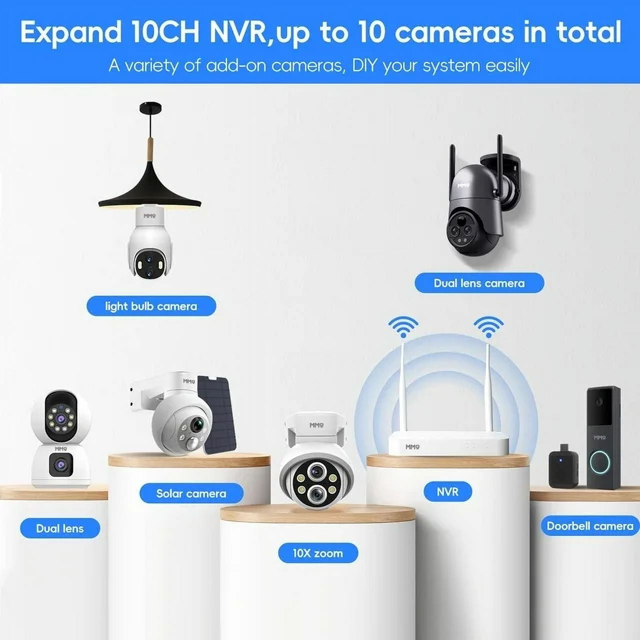 Solar Security Cameras Wireless Outdoor, 4MP PTZ Powered Security Cameras for Home, Security Camera Outside with PIR Motion Detection, Color Night Vision, Two Way Audio, Work with Alexa
