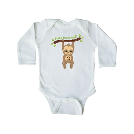 

Inktastic Cute Sloth 2nd Birthday Gift Baby Boy or Baby Girl Long Sleeve Bodysuit