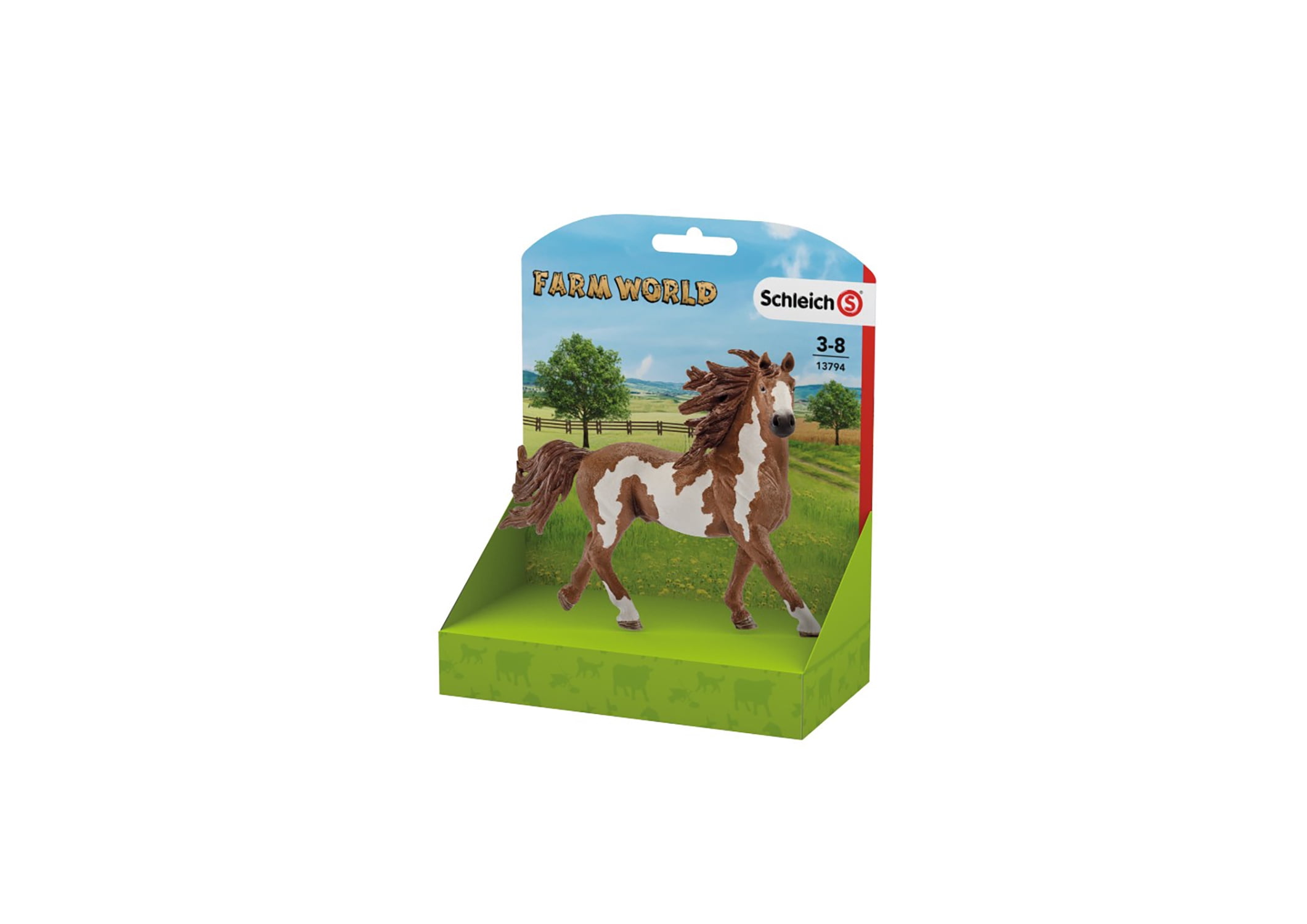 Schleich - Farm World: Pinto Stallion Animal Toy Figurine Educational Playset, 1 pc