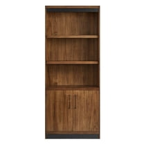 Modern Wood Lower Doors Bookcase Fully Assembled Office Storage Rich Brown