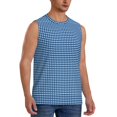 thumbnail image 2 of Gaeub Blue Gingham Men's Sleeveless Muscle Shirts Workout Tank Tops, Odor Protection and Comfortable - Small, 2 of 8