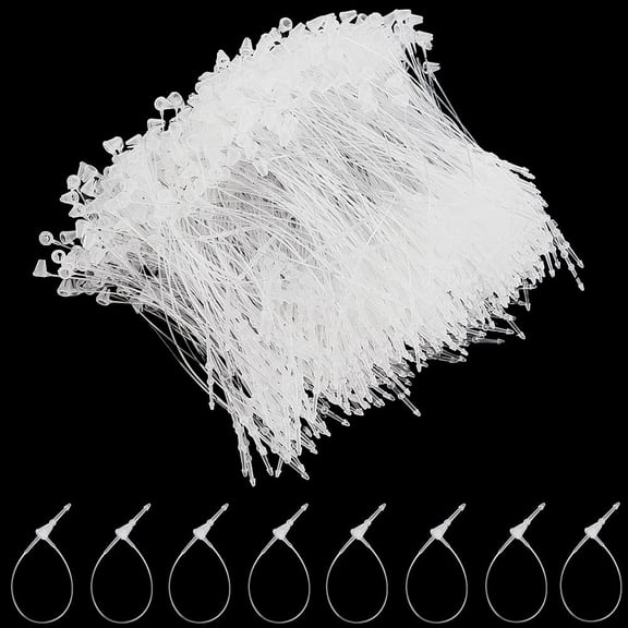 1set 2000pcs Plastic Price Tag Chains Fastener Hang Tag Snap Lock Pins White 80x3.5x4.5mm