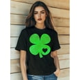 thumbnail image 1 of Camisetas de manga corta con estampado para niñas y niñas, de algodón, cómodas para uso diario, playera simple de veranoWomen's St. Patrick's Day Four Leaf Clover Love Cartoon Print T-Shirt Fashion, 1 of 6
