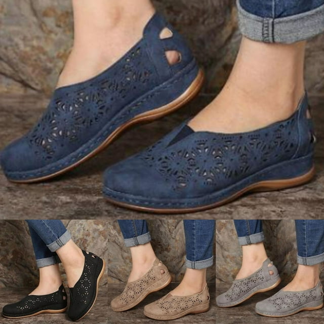 Sandales pour Femmes Lubelski à Bout Rond Antidérapantes à Talon Compensé à Enfiler Chaussures Ajourées Chaussures pour la Plage