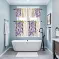 thumbnail image 6 of Watercolor Purple Vineflowers Petals Curtain Tier and Valance Set 3 Piece, Yellow Wood Board 3-inch Rod Pocket Window Tier Curtains Valance for Kitchen Living Room, 6 of 9