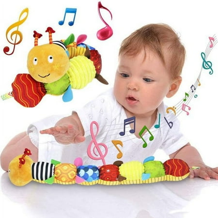 Baby Toys Musical Caterpillar Plush Toy with Rattle Crinkle Squeaker Tummy Time Toys for 0-3-6-12 Months Boys Girls price history on PriceWatchPro