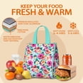 thumbnail image 5 of Pioneer Flower Floral Print Pattern Insulated Lunch Bag for Women & Adults,Large Portable Soft Cooler Lunch Bag,Thermal Food Storage Tote with Pearl Cotton,8.66L,8.75x5.75x9.5 Inch, 5 of 6