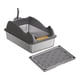 thumbnail image 1 of Caja de arena abierta Bandeja de arena para mascotas con parte superior abierta Entrada baja Gran capacidad Portátil para gatos Gris intenso con tapete, 1 of 9