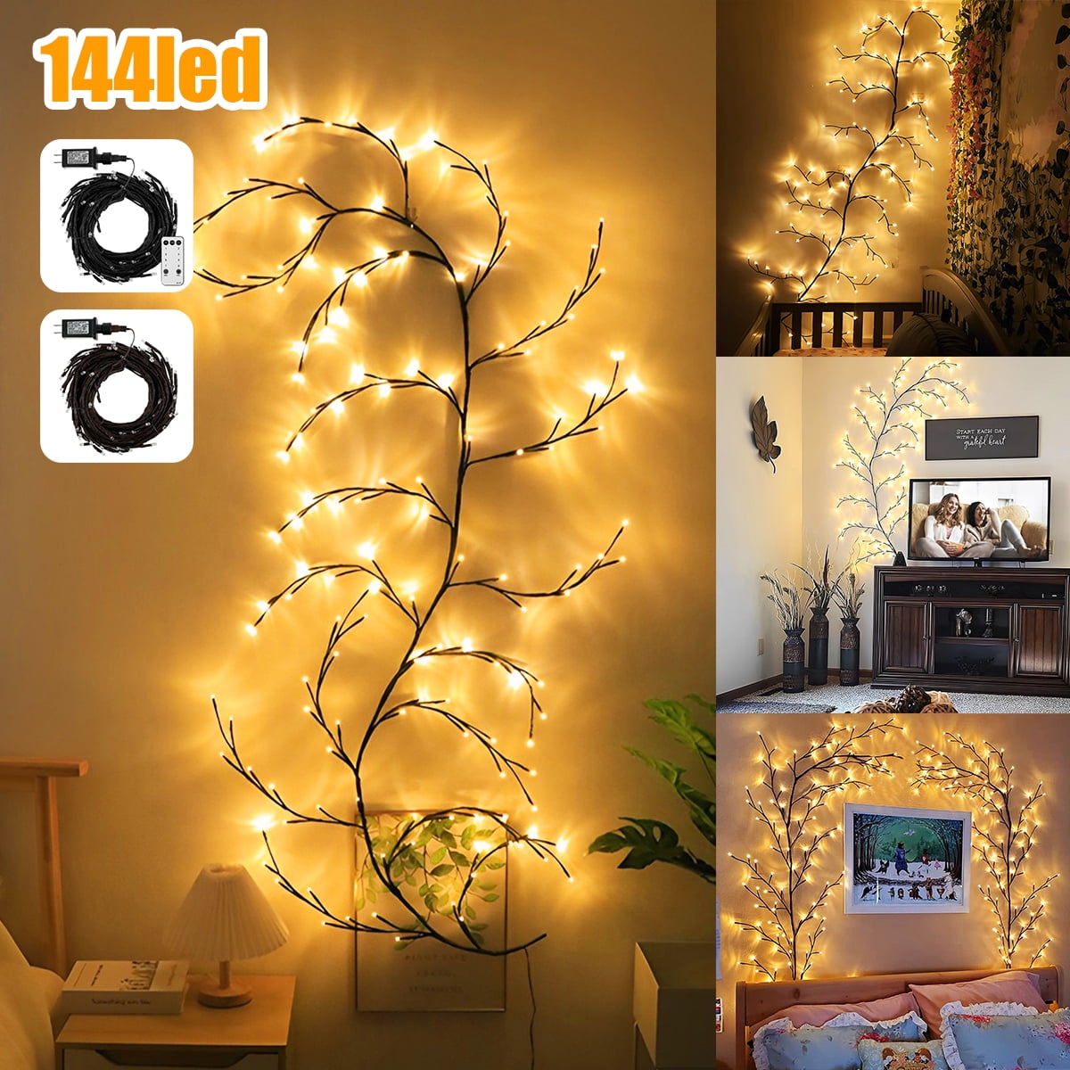 Eummy Branch String Light 144 LED Artificial Tree Branches Lights with