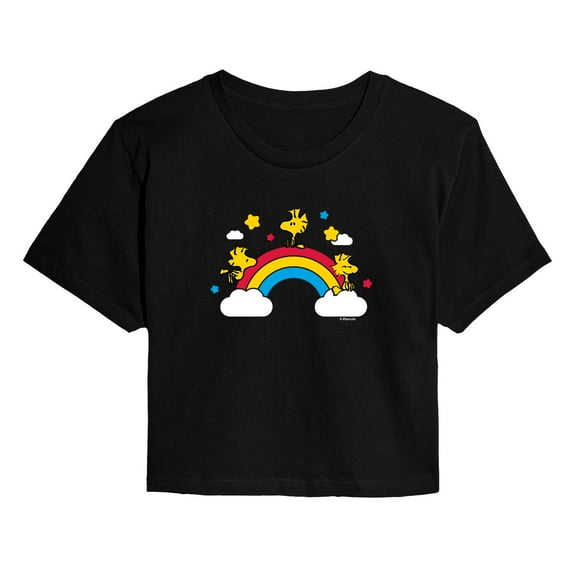Peanuts - Woodstock Rainbow - Juniors Cropped Graphic T-Shirt