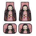 thumbnail image 1 of Kamado Nezuko Print Car Mats Set 4-Piece All Weather Front & Rear Mats Car Floor Carpet Protector Mat for Most Car, 1 of 7