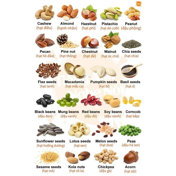 Healthy Nuts food Healthy nutrition checklist poster meal planning healthy cooking poster, wall decoration suitable for kitchen living room bedroom poster
