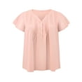 thumbnail image 5 of GRACE & GRANDEUR Women's Plus Size Easter Tops Pintuck Front Ruffle Sleeve Blouse Button Notch Neck Dressy Casual Tunic Shirt 4X Pink, 5 of 7
