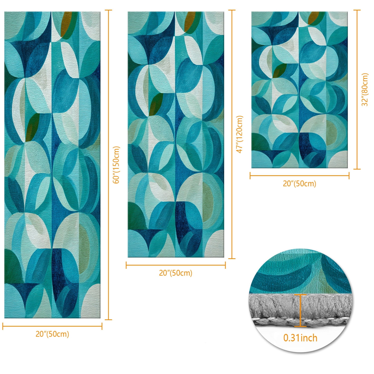 3 Piece Kitchen Rug Set, Non-Slip And Washable, Abstract Pattern Kitchen Hallway Rug, Soft And Comfortable, Suitable For Sinks, Floors, Entrances, Hallways and Bathrooms
