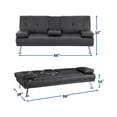 thumbnail image 3 of Futon Sofa with Armrest and Cupholders by Naomi Home-Color:Black,Fabric:Faux Leather, 3 of 10