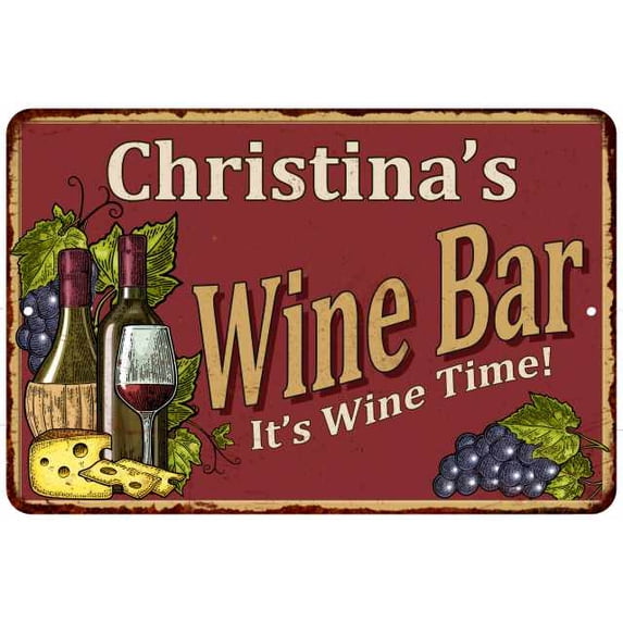 Christina's Red Wine Bar Sign 8 x 12 High Gloss Metal 208120054071
