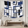 thumbnail image 5 of Navy Blue Black Grey Geometric Large Tapestry for Bedroom Wall Hanging Tapestry,Middle Century Modern Abstract Art Ceiling Backdrop Tapestries Poster Blanket Wall Decor for Living Room 86" x 104", 5 of 8
