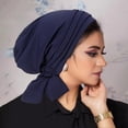 thumbnail image 4 of Tnobhg Women Head Warp Solid Color Elastic Anti-slip Floppy One Size Thread Head Protection Ethnic Chemotherapy Patients Hat Headwear Lady Hiking Traveling Cap, 4 of 8