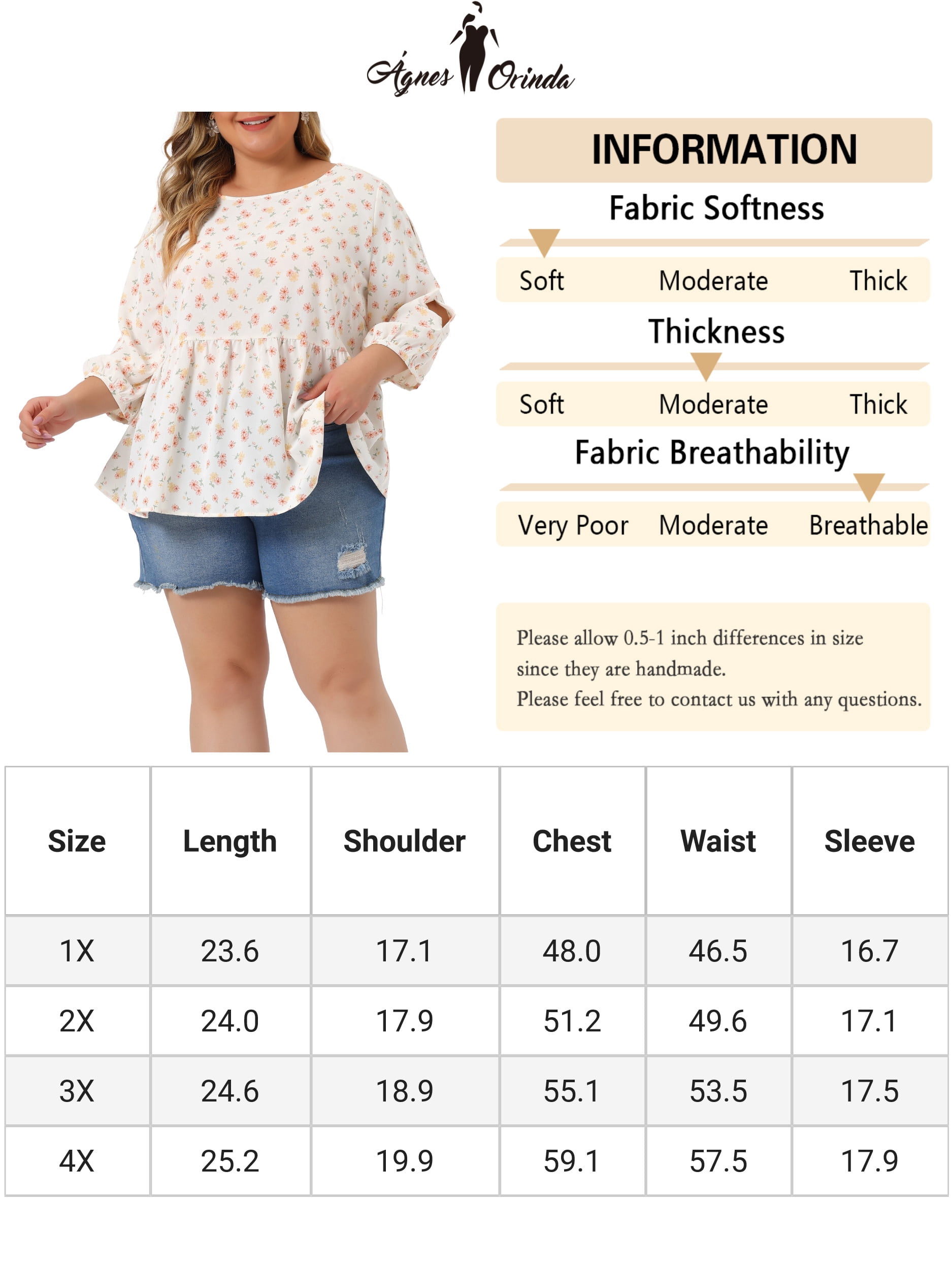 Unique Bargains Women's Plus Size Top 3/4 Sleeve Cut Out Floral Blouses 2X White Red