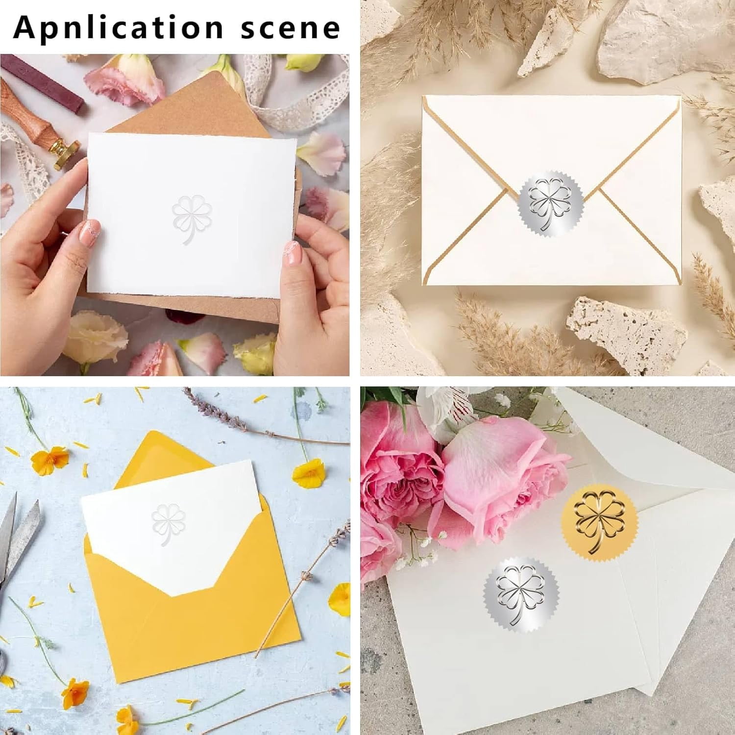 Four-Leaf Clover Embosser Stamp 1.6in Stainless Steel Seal Hand Held Embossing Sealing Stamp Book Lovers Teacher Ex Libris Library Notary for diy making