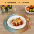thumbnail image 4 of Orange Yellow Green Ombre Round 15 Inch Placemats Set of 4, Modern Art Aesthetics Abstract HeatResistant Non Slip Place Mats for Dining Table, Wipeable Braided Kitchen Table Mats for Housewarming, 4 of 9
